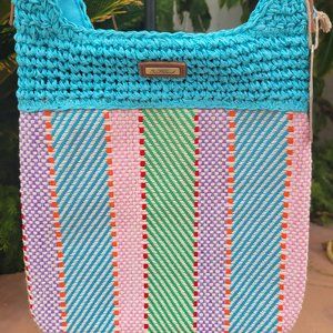 SUN N SAND Multi-Color Wicker Crossbody Shoulder Bag